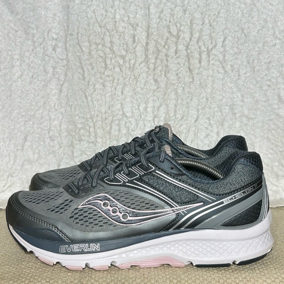 Saucony Womens Grey/Sliver Echelon 7 Running Athletic Sneakers Shoes SZ US 10 - Picture 2 of 11